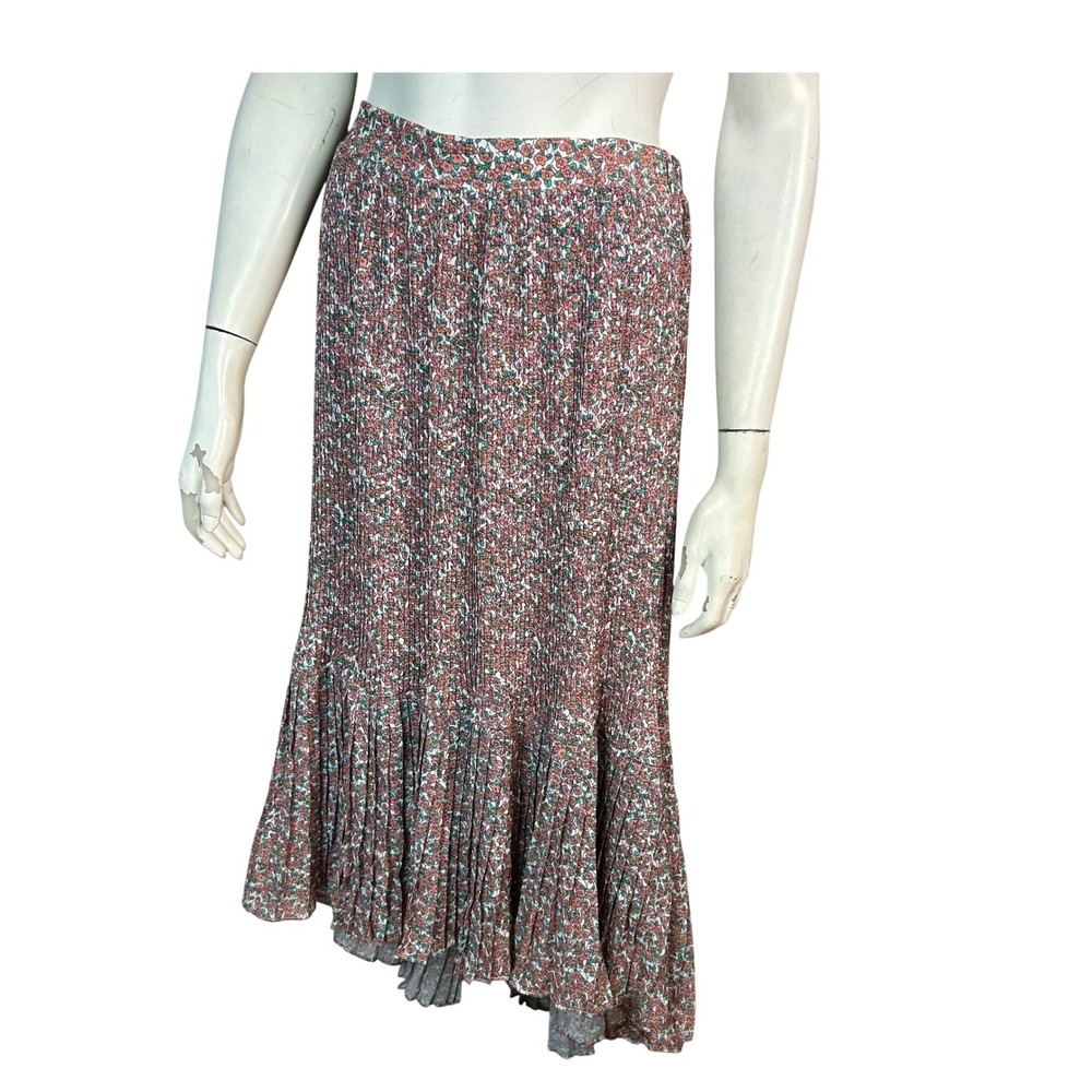 Anthropologie Lili's Closet Floral Cottagecore Pleated Maxi Skirt Large High-Low - Picture 5 of 11
